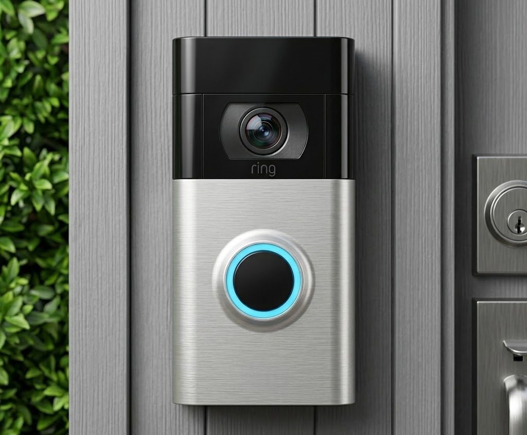Ring video doorbell with illuminated circular button