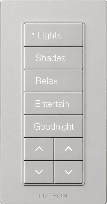 Lutron wall keypad with lighting and shades controls