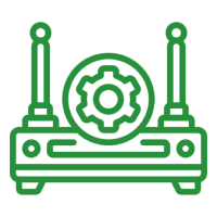 Wireless router with settings gear icon