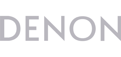 DENON logo on black background