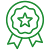 Green award ribbon icon with star