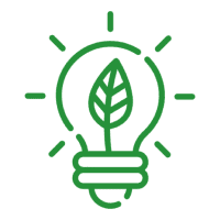 Green lightbulb with leaf inside