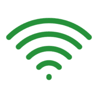 Green Wi-Fi signal icon on black background