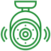 Green speaker icon emitting sound waves