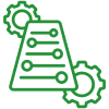 Green gears with layered process icon