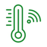 Green wireless smart thermometer icon