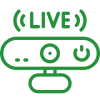 Green webcam icon with “LIVE” label