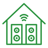 Smart home with stereo speakers and Wi-Fi