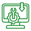 Computer monitor showing software update download icon