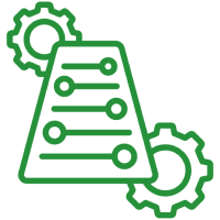 Green settings panel icon with gears