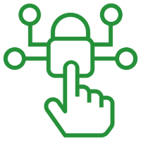 Finger tapping padlock cybersecurity icon