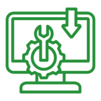Monitor with gear and wrench download arrow