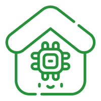 Green smart home microchip icon