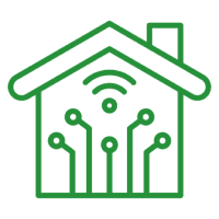 Green smart home circuit icon