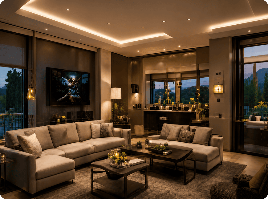 Luxury modern living room with sectional sofa