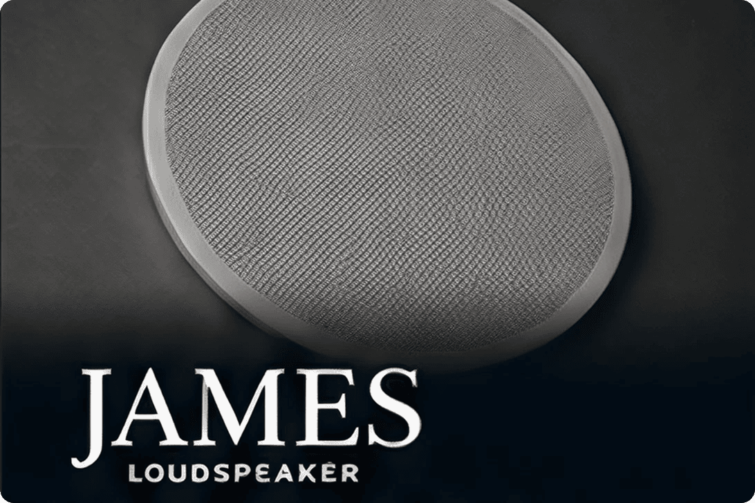 James loudspeaker round grille close-up