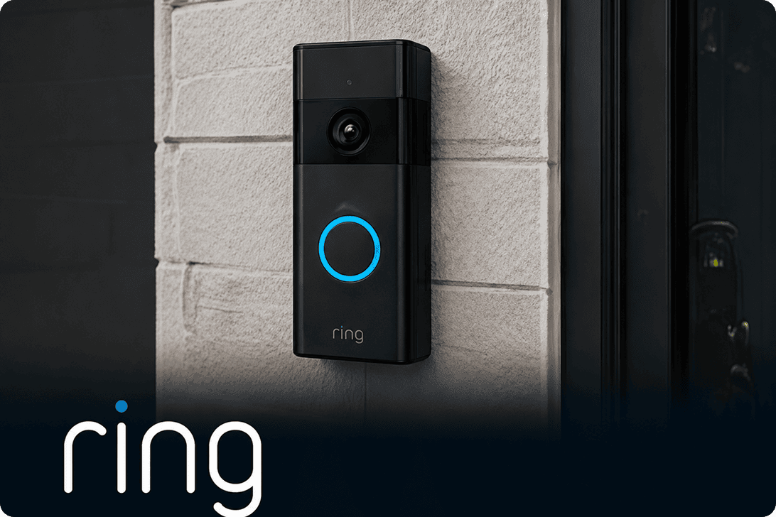 Ring video doorbell with glowing blue light
