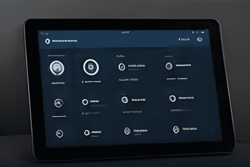 Tablet displaying home automation control interface